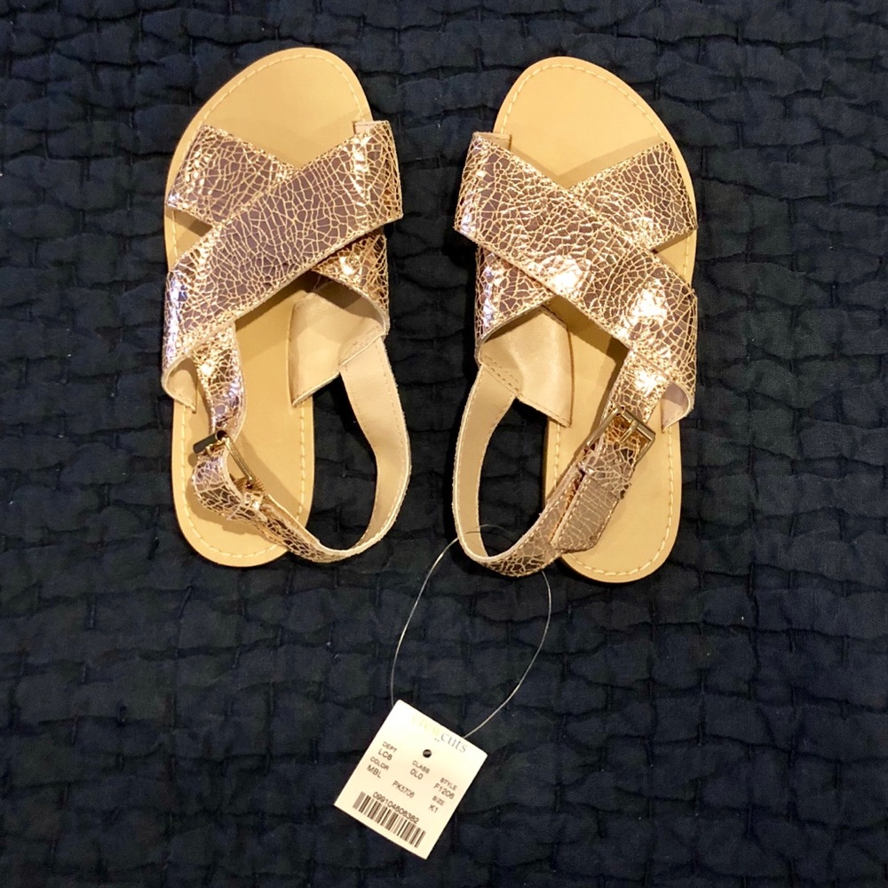 J. Crew crewcuts rose gold metallic sandals